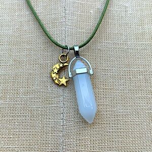 Handmade Resin Crystal Moon & Stars Amulet Necklace
